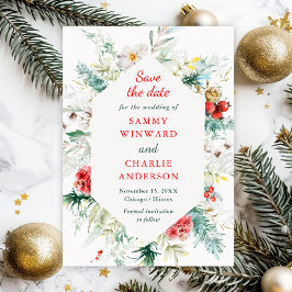 Invitación Elegante Boda De Invierno Floral Salva La Fecha