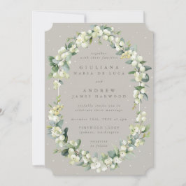 Invitación Elegante Boda de Invierno Gris y Eucalipto