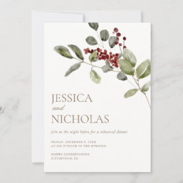 Invitación Elegante Boda de invierno Holly Cena