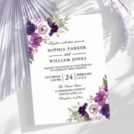 Invitación Elegante Boda de Invierno Violeta Morada