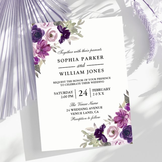 Invitación Elegante Boda de Invierno Violeta Morada (Subido por el creador)