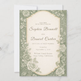 Invitación Elegante Boda de Jardín Botánico Verde Salvia