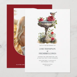 Invitación Elegante boda de jardín con foto y código QR