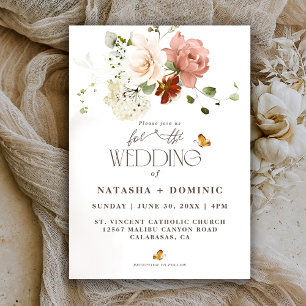 Invitación Elegante Boda de Jardín de Flores Silvestres con A