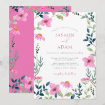 Elegante Boda de Jardín de Flores Silvestres Rosad
