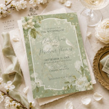 Elegante Boda de Jardín de Pájaros Florales Verde