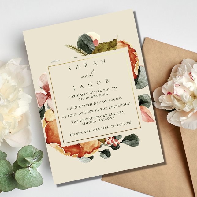 Invitación Elegante Boda de Jardín Floral (Elegant Floral Garden Wedding Invitation)