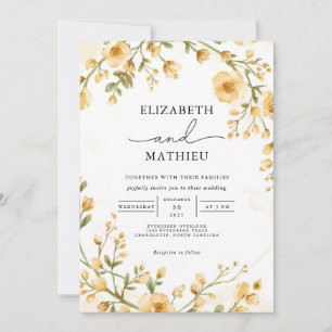 Invitación Elegante Boda de Jardín Floral Ochre