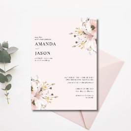 Invitación Elegante Boda de Jardín Floral Rosa