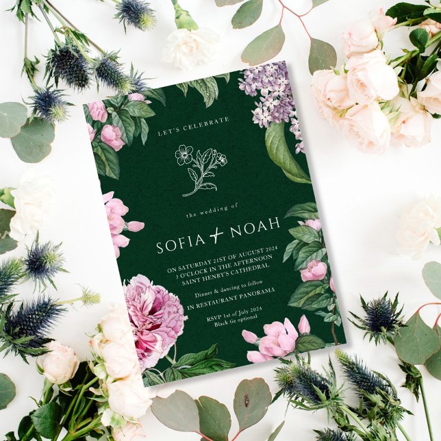 Invitación Elegante Boda de Jardín Floral Verde (Subido por el creador)