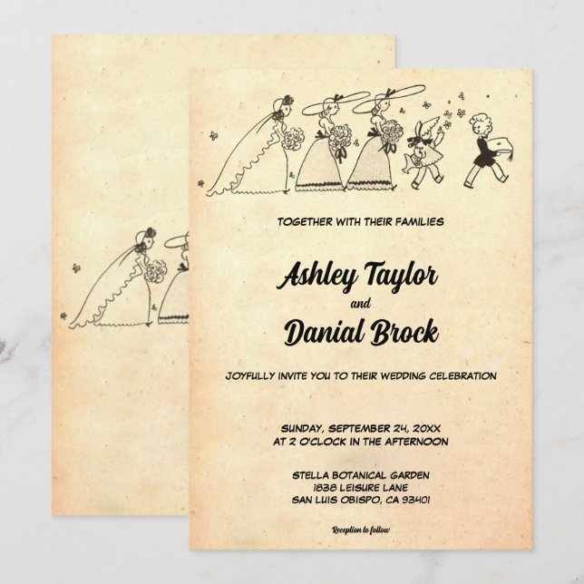 Invitación Elegante Boda de la antigua ceremonia retro-rusa (Anverso / Reverso)