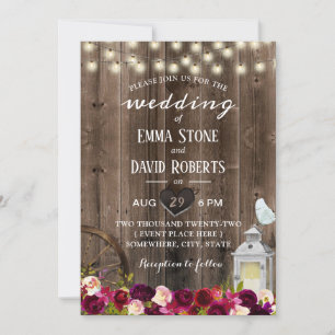 Invitación Elegante Boda de la arboleda floral borgoñona