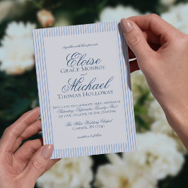 Invitación Elegante Boda de la banda azul del guión del guión
