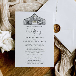 Invitación Elegante Boda de la Ceremonia del Barn y la Recepc