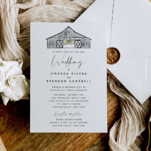 Invitación Elegante Boda de la Ceremonia del Barn y la Recepc