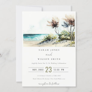 Invitación Elegante Boda de la costa de la Palm Beach