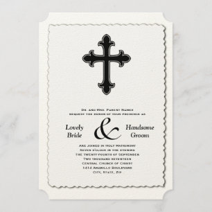 Invitación Elegante Boda de la Cruz Cristiana Negra