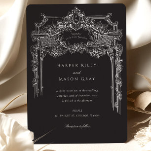 Invitación Elegante Boda de la época de los ornados blancos y
