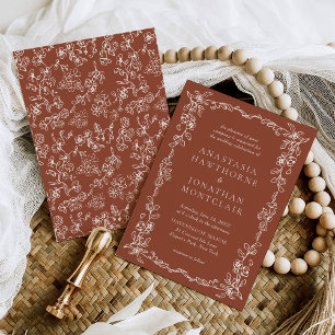 Invitación Elegante boda de la época de Terracota