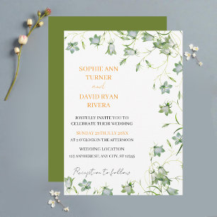 Invitación Elegante Boda de la flor verde oliva