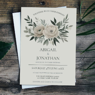 Invitación Elegante Boda De La Flora Verde De Oliva Y Sabor