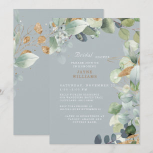 Invitación Elegante Boda  de la Foliage azul turquesa ducha n
