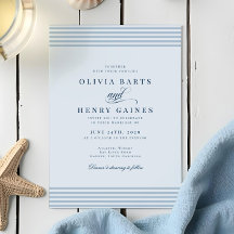 Elegante Boda de la franja azul costera costera