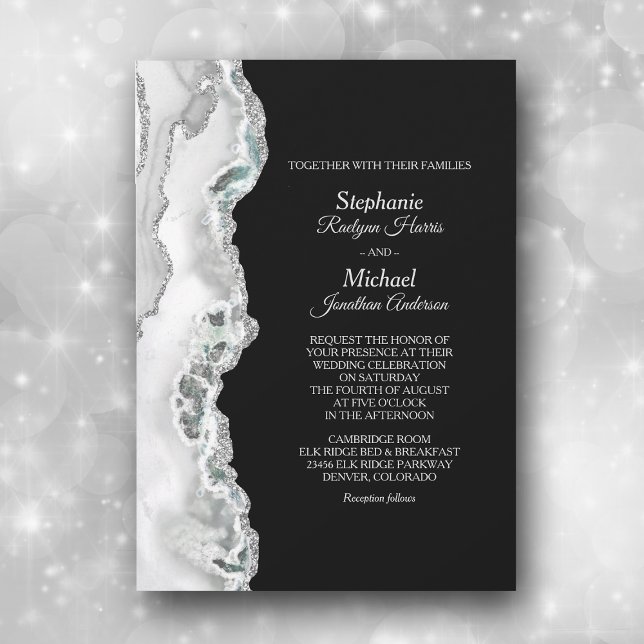 Invitación Elegante Boda de la frontera de Aqua Agate (Subido por el creador)