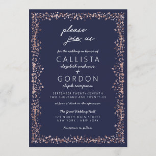 Invitación Elegante Boda de la frontera dorada de la Marina A