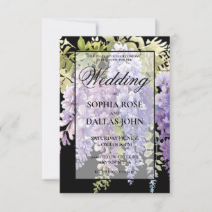 Invitación Elegante boda de la glicinia de color púrpura suav