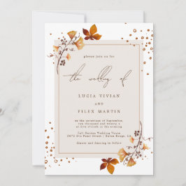 Invitación Elegante Boda de la hoja de otoño de oro