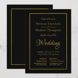 Invitación Elegante Boda de la Iglesia del Oro Negro