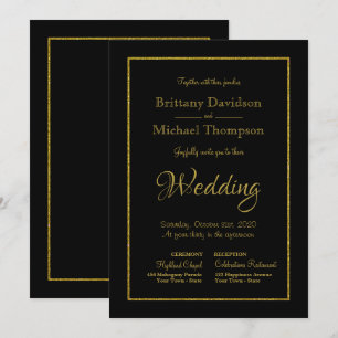 Invitación Elegante Boda de la Iglesia del Oro Negro