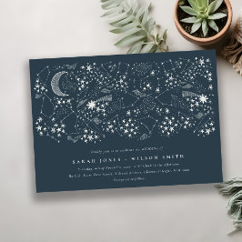 Invitación Elegante Boda de la Luna de la Marina Celeste Star