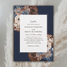 Invitación Elegante Boda de la Marina Boho y Florales Marrone