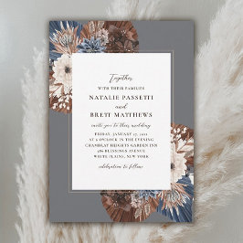 Invitación Elegante Boda de la Marina Boho y Florales Marrone