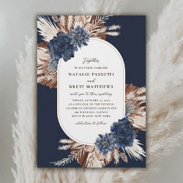 Invitación Elegante Boda de la Marina Boho y Florals Marrones