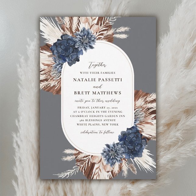 Invitación Elegante Boda de la Marina Boho y Florals Marrones (Subido por el creador)