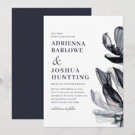 Invitación Elegante Boda de la Marina de Texto de Flores Ahum