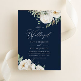 Invitación Elegante Boda de la Marina Floral Blanca y Sage
