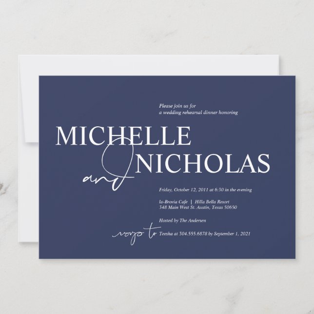 Invitación Elegante Boda de la Marina Minimalismo para la cen (Anverso)