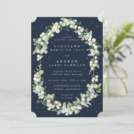 Invitación Elegante Boda de la Marina Oscura Snowberry+Eucaly