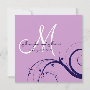 Invitación Elegante Boda De La Marina Púrpura Swirl