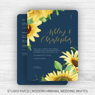 Invitación Elegante Boda de la Marina Rustica del Girasol tod