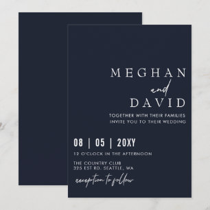 Invitación Elegante Boda de la Marina Simple Escrito A Mano