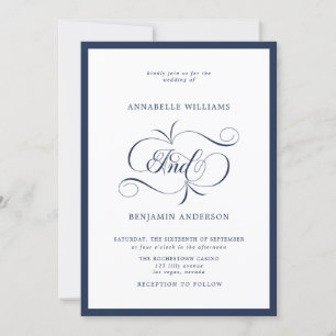 Invitación Elegante Boda de la Marina y del Clásico Blanco