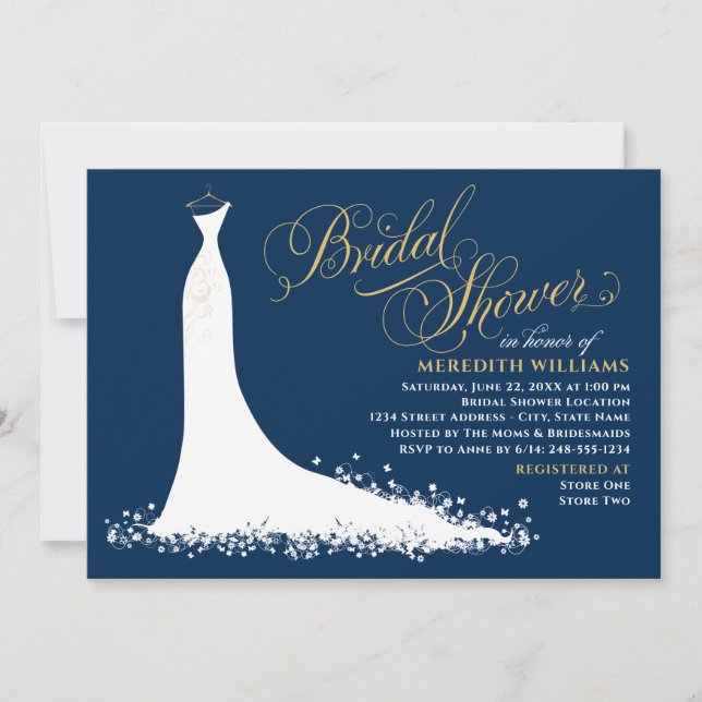 Invitación Elegante Boda de la Marina y ducha de novias con t (Anverso)