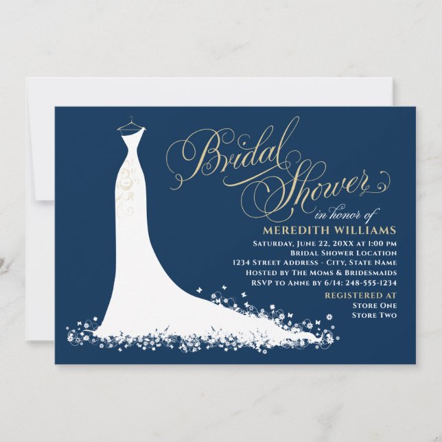 Invitación Elegante Boda de la Marina y ducha de novias con t (Anverso)