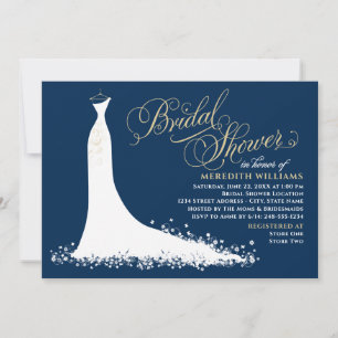 Invitación Elegante Boda de la Marina y ducha de novias con t