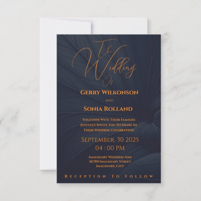 Invitación Elegante Boda de la Marina y el Oro (Anverso)